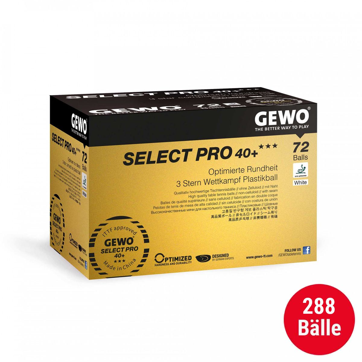 Gewo Ballenset 4 x Select Pro 40+*** (72) wit (288 ballen)