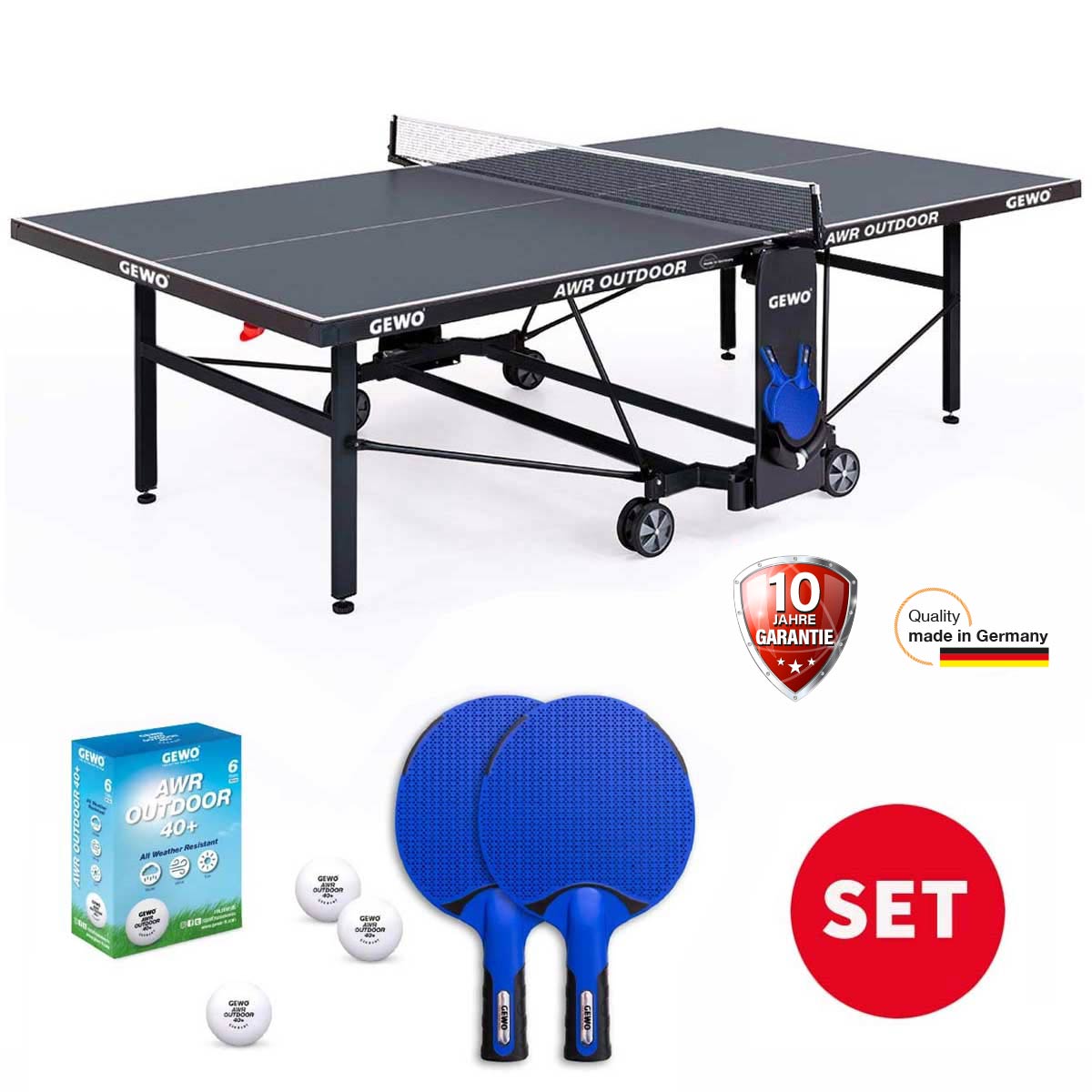 Gewo tafel AWR Outdoor incl.2 Bats & Ballen grijs