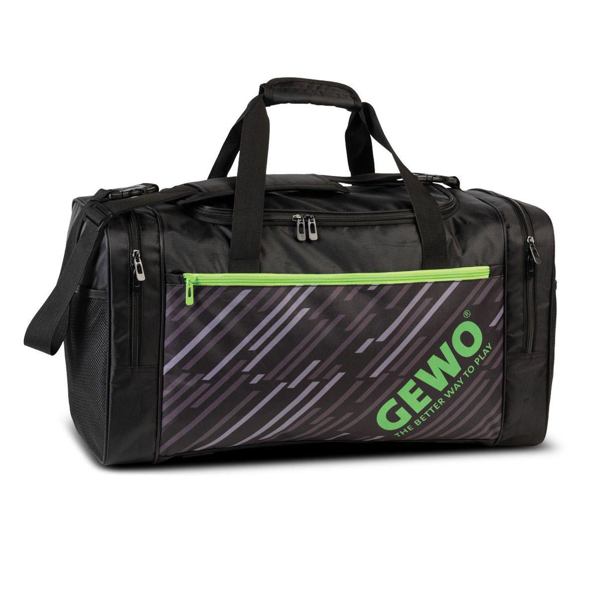 Gewo Sporttas Stripes L zwart/limegroen