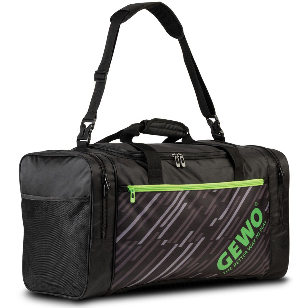 Gewo Sporttas Stripes L zwart/limegroen